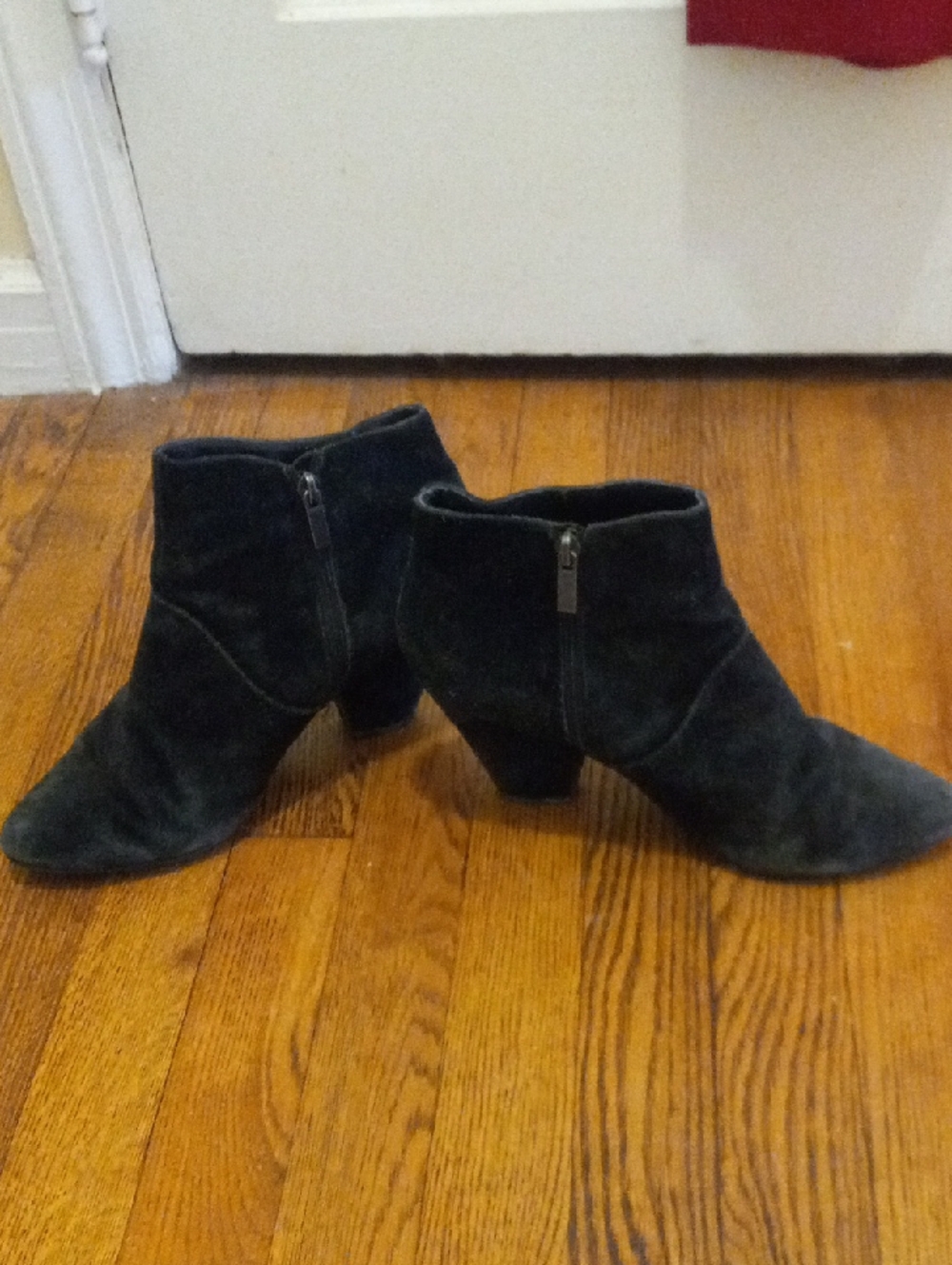 Women's Black Suede Ankle Boots with Side Zipper